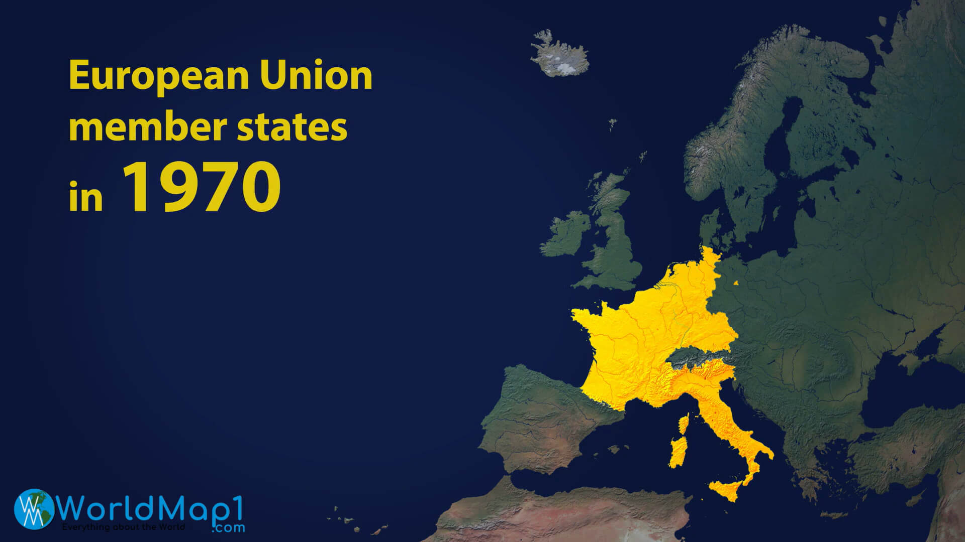 Karte der Mitgliedstaaten der Europäischen Union in 1970